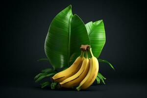 ai generative Bananas on black background. 3d illustration. 3d rendering photo