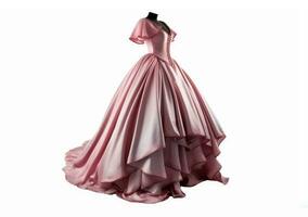 ai generative pink prom dress isolated, no model, dress on mannequin photo
