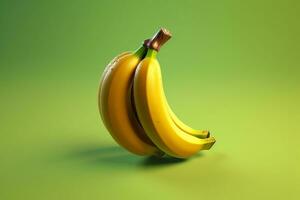 ai generative Bunch of bananas on a green background. 3D illustration. photo