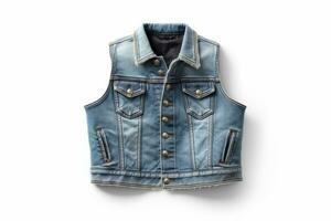 ai generative Denim jacket isolated on white background. Clipping path included. photo