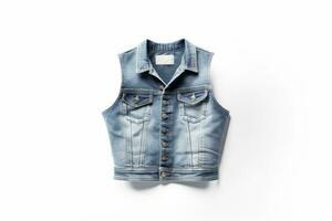 ai generative Denim jacket isolated on white background. Denim jacket top view photo