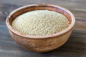 Bowl of white quinoa photo