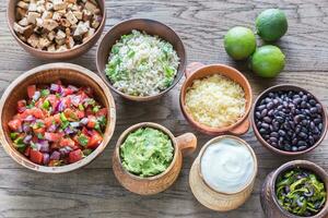 Ingredients for chicken burrito bowl photo