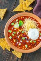 Bowl of taco soup photo