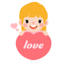 contento san valentin día adolescente Pareja clipart. romántico niña y chico dando corazón globo regalo png