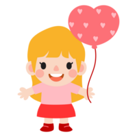 contento san valentin día adolescente Pareja clipart. romántico niña y chico dando corazón globo regalo png