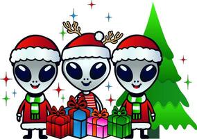 Funny Christmas Alien clipart vector