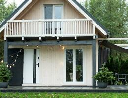 Tiny modern wooden house photo