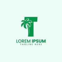 Beach Palm Tree With Letter T Logo Design Vector Image