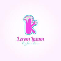 Letter K with Colorful Tasty Ice Cream Logo Vector Template