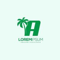 Beach Palm Tree With Letter A Logo Design Vector Image