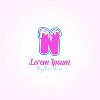 Letter N with Colorful Tasty Ice Cream Logo Vector Template