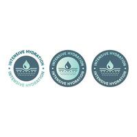 Intensive hydration vector label. Cosmetics sticker for body or face cream and moisturizer.