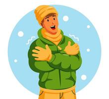 Man Wearing Winter Clothes Posing with Arms Crossed vector