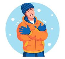 Man Wearing Winter Clothes Posing with Arms Crossed vector