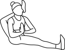 Simple vector illustration of Ekapada Shirshasana, yoga asana, healthy lifestyle, sports, doodle and sketch