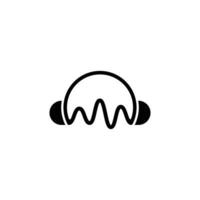 Headset music audio wave logo template design vector icon illustration