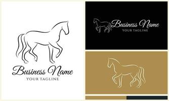 line horse farm template logo vector