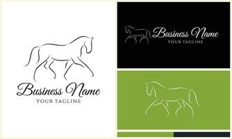 line horse farm template logo vector