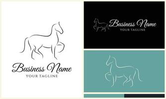 line horse farm template logo vector