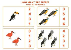 Count all South American birds and circle the correct answers. vector