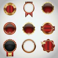 Luxury golden red badges and labels. Retro vintage circle badge design vector