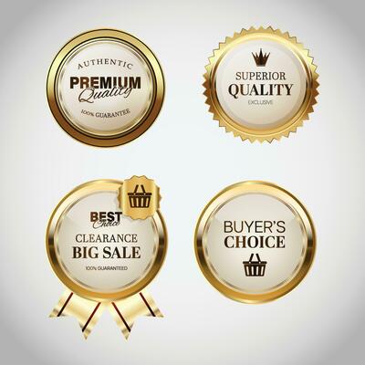 Luxury golden sale badges and labels. Retro vintage sale circle badge design
