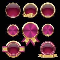 lujo dorado rosado insignias y etiquetas. retro Clásico circulo Insignia diseño vector