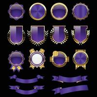 Luxury golden purple badges and labels. Retro vintage circle badge design vector