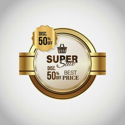 Luxury golden sale badges and labels. Retro vintage sale circle badge design