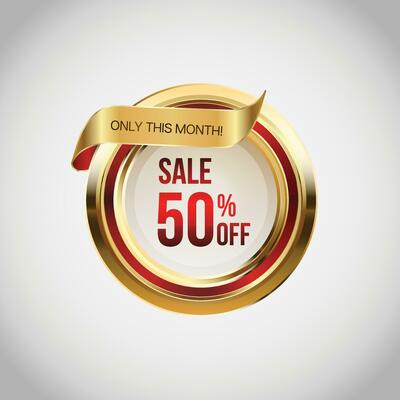 Luxury golden red sale badges and labels. Retro vintage sale circle badge design