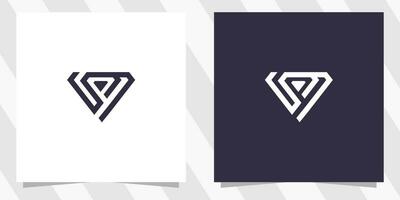 letter p with diamond logo design vector