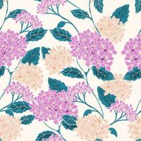 Hand Drawn Vintage Hydrangea Flower Seamless Pattern vector