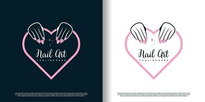 Nail logo design template with creative abstract style Premium Vector