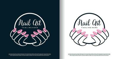 Nail logo design template with creative abstract style Premium Vector