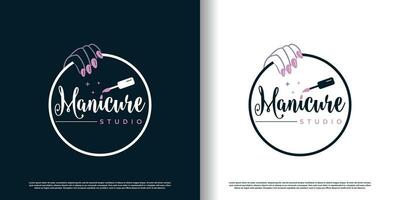 Nail logo design template with creative abstract style Premium Vector