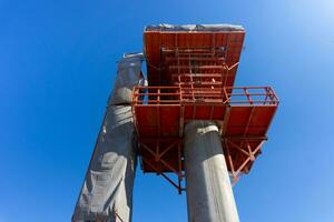 Concrete cement pillar construction of skytrain a mass rail transit line. photo