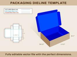 Envío caja, rectángulo caja, rectangular caja, dieline plantilla, vector