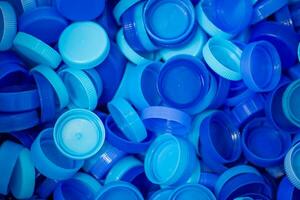 The plastic lid that is left over from the bottles are collected to be recycled into other items for reuse. photo