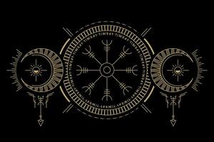 mysterious golden nordic symbol vector design