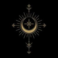 mysterious golden magical circle moon vector design