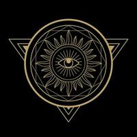 mysterious abstract golden sacred magical circle symbol vector