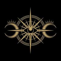 mysterious golden magical circle moon eye vector design