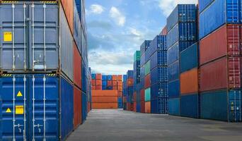 Container yard in the business of import-export photo