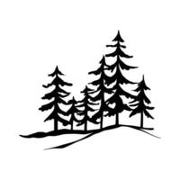 Evergreen Pine Trees Silhouette. Winter  Christmas and New Year design elements. Christmas trees vector