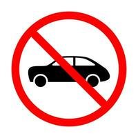 No coche permitido prohibición vector icono firmar hacer no conducir símbolo, No carros entrada aislado en blanco fondo.ilustracion