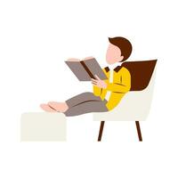 ilustración de hombre leyendo libro vector