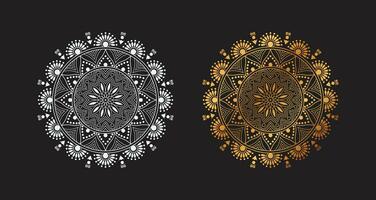 dorado blanco lujo mandalas, mandala para alheña, mehndi, tatuaje, decorativo étnico ornamental elementos, oriental patrones vector