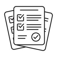 Survey icon. Questionnaire checklist form. Brief, survey or paper exam with check list. Report document with tick or checkmark. vector