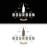 Whiskey Logo, Drink Label Design With Old Retro Vintage Ornament Illustration Premium Template vector